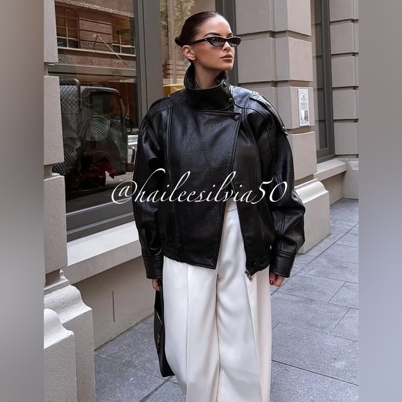 Zara FAUX LEATHER JACKET - Picture 7 of 13